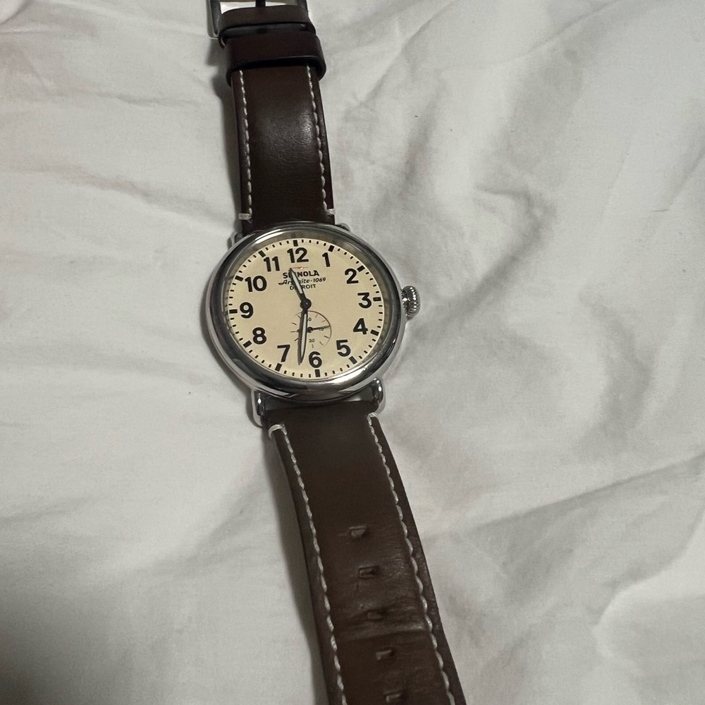 Shinola Stainless Steel Watch with Brown Leather Strap - Picture 2 of 6